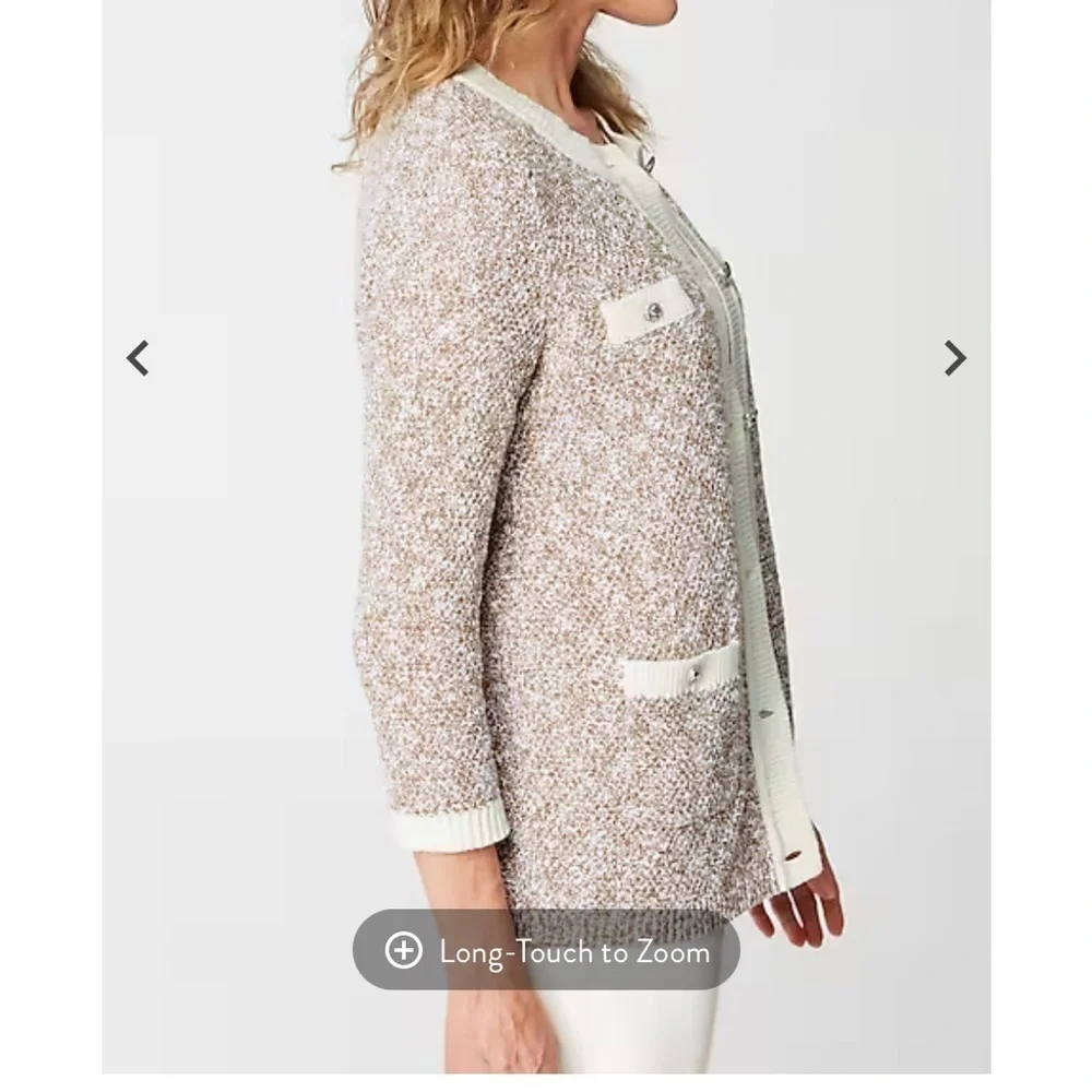 J.Jill Wearever Contrast-Trimmed Sweater-Jacket NWT | size medium